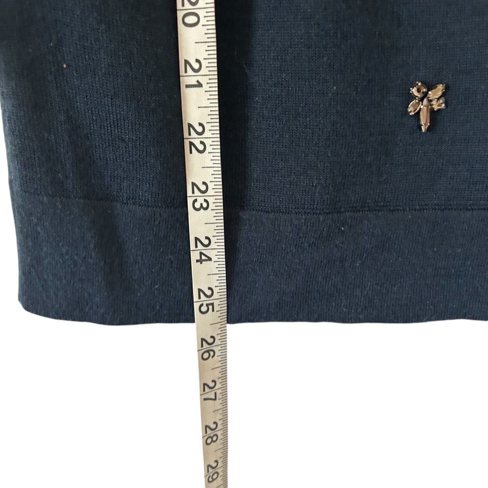 Navy Blue Loft Sweater Design Top Shirt Floral Sequin Detail Women’s Size Large! - Picture 3 of 4